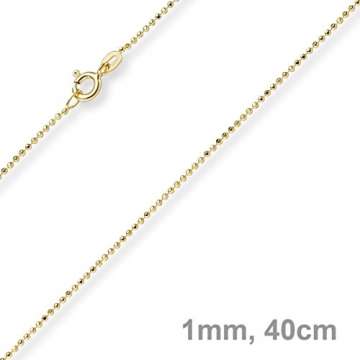 1mm Kugelkette diamantiert Kette Goldkette Halskette aus 585 Gold Gelbgold, 40cm - 3