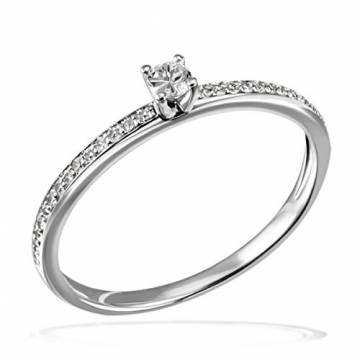 Goldmaid Damen-Ring Verlobung 585 Weißgold Diamant (0.18 ct) weiß Brillantschliff Gr. 58 (18.5)-Pa R7437WG58 Verlobungsring Diamantring - 1