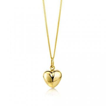 Miore Kette Damen Halskette mit Anhänger Herz aus Gelbgold 9 Karat / 375 Gold, Halsschmuck 45 cm lang - 1