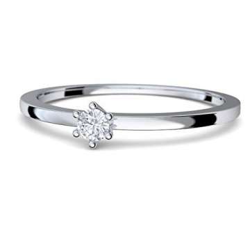 Verlobungsringe Weißgold Ring 585 Diamant Ring 0,05 Carat H/si **sehr gute Qualität** + inkl. Luxusetui + Diamantring solitär schmal dünn Echtschmuck Diamantring Weißgold 0,05 FF50WG585BRFA50 - 7