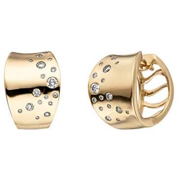 JOBO Damen Creolen 585 Gold Gelbgold 34 Diamanten Brillanten Ohrringe Goldcreolen - 1