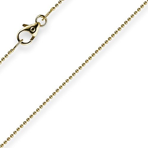 Halskette Gold Kette Gelbgold 1mm Goldkette 50cm 585 Kugelkette aus Damen