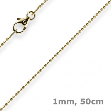1mm Kette Goldkette Halskette Kugelkette aus 585 Gold Gelbgold 50cm Damen